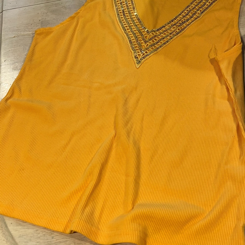 Vibrant Orange Embroidered Tank Top